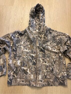 Realtree Camo Zip Hoodie in Brown and Tan size medium